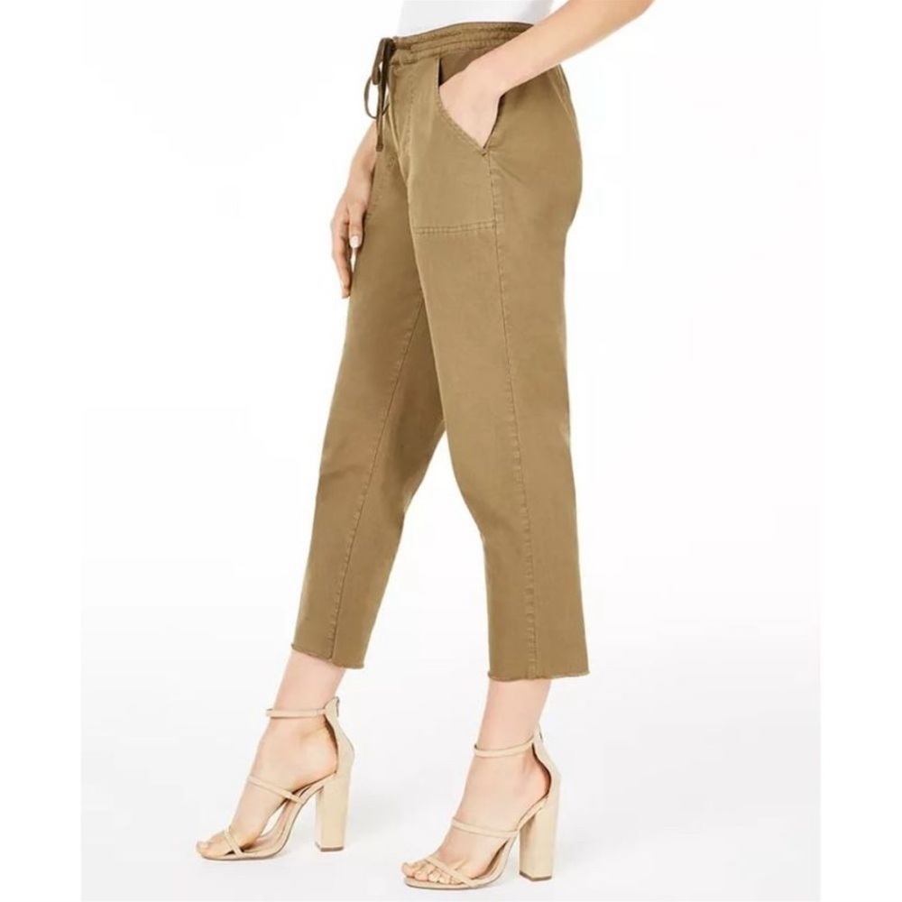 Guess | NWT Anya Sergeant Green Tie Cropped Raw Hem Cargo Style Crop Pants 2 - Picture 4 of 5